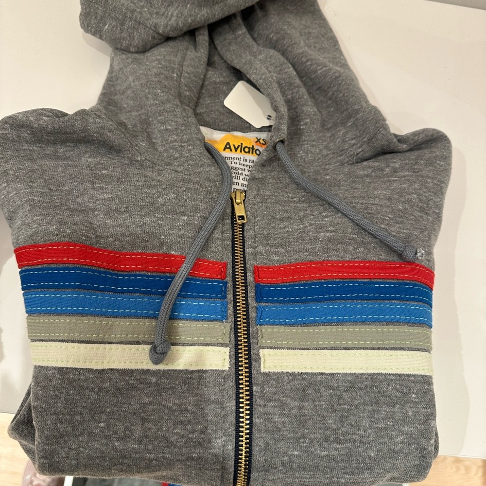 NWT Aviator Nation Zip Hoodie Size Extra Small Gray